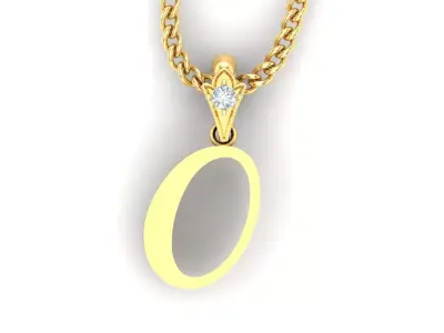 Light Gold Fancy Font Pendant O 3D print model
