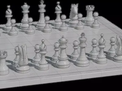 Luxury Marble Chess Set - Realistic 4K PBR Model 3D model