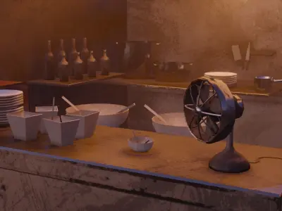 Noodle Shop Low-poly 3D model