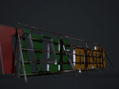 Shop 24 7 Sign  Low-poly 3D model