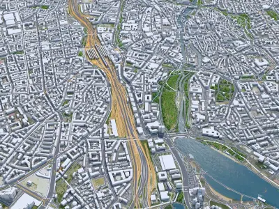 Nuremberg Downtown Germany  Low-poly 3D model