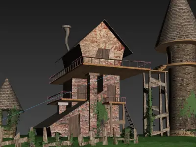 Cartoon House Low-poly 3D model 22