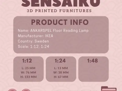ANKARSPEL Floor Reading Lamp for Dollhouse IKEA 3D Print 3D print model
