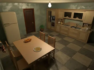 kitchen room Low-poly 3D model
