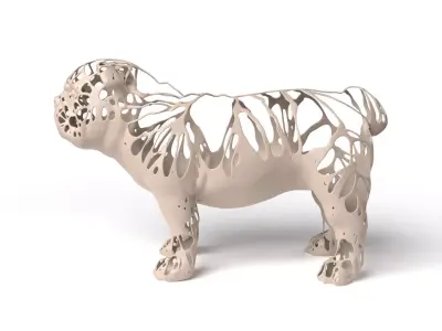 Bulldog Dust Voronoi Low-poly 3D model