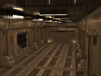 sci fi corridor 3D model