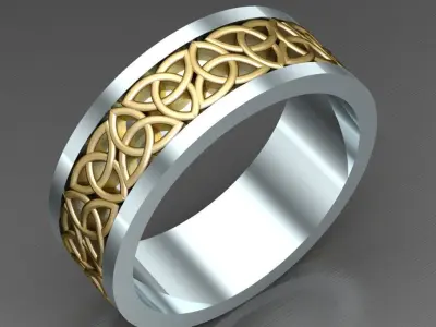 Light Gold Diamond Men Ring 2MR067 3D print model