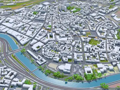 Saarbrucken Germany 40km Low-poly 3D model