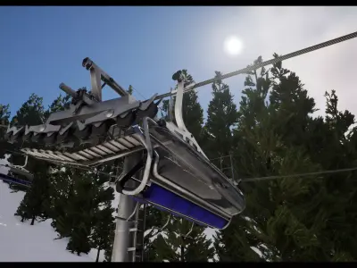 ski lifts Low-poly 3D model