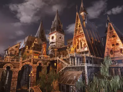 Twilight town Low-poly 3D model