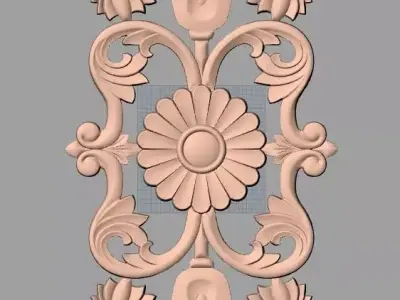 European style flower 3D relief STL Model for cnc engraving E066 3D model