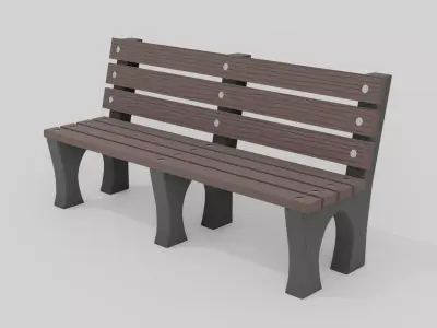 Outdoor Wooden Bench 2 Low-poly 3D model