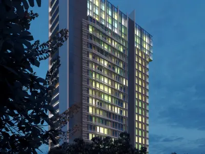 mixed use modern residential building 3D model