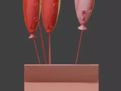 Valentine s Heart Balloon Gift Box Low-poly 3D model