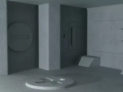 Concrete Space Station Room scifi interior  3D model