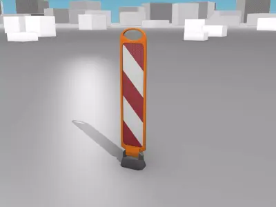 White and Red Road Traffic Barrier - Part 12 -  Low-poly 3D model