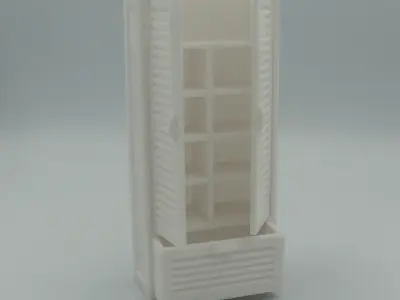 Classic Bedroom wardrobe with functional door 3D print model