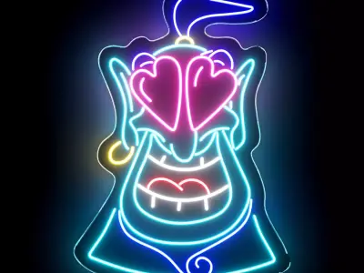 Aladdin Lamp Gin Neon Sign 3D model