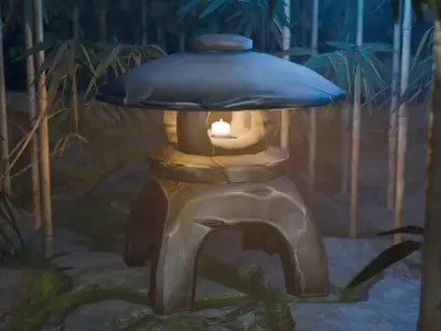 Japanese Stone Lantern Stylized 3D Asset Low-poly 3D model