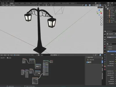 Old Street Lamp Low-poly 3D model