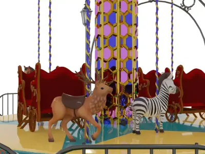 Carousel Ride Low-poly 3D model