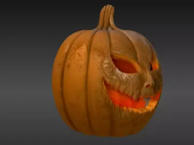 Dynamic Shadow Pumpkin Sculpture 3D Model Pumpkin Print-Ready 3D print model