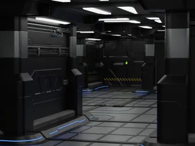 Sci Fi Modular Interior 1A Low-poly 3D model