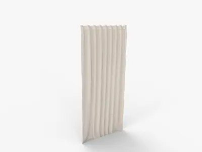 Ivory Cotton Velvet Blend Window Curtain Panel with Lining 3D model