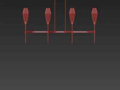 AALTO six light chandelier with glass shades 3D model