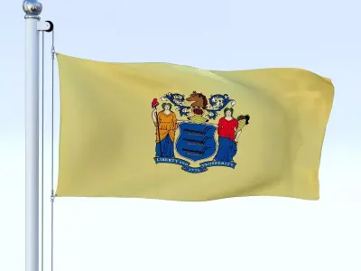 Animated New Jersey Flag Low-poly 3D model