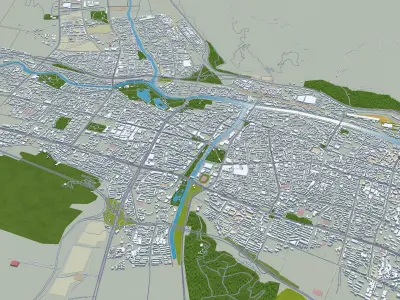 Xining Qinghai China 45km AI Low-poly 3D model