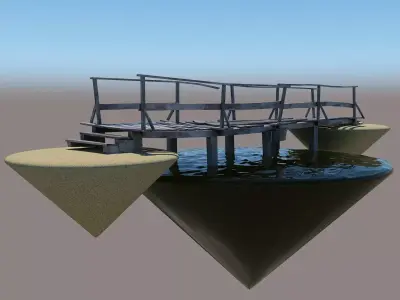 Wooden bridge Free low-poly 3D model