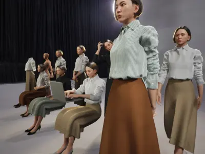 Modular Character - Asian Business Woman - FF2 Low-poly 3D model