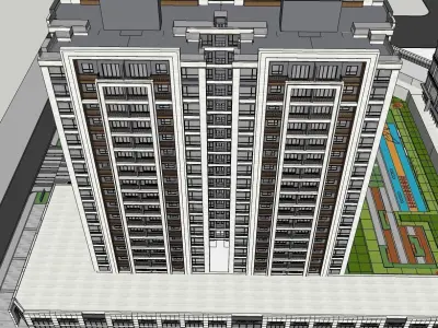 modern highrise building town house 3D model