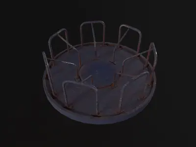 Soviet Merry Go Round Low-poly 3D model