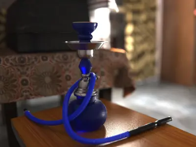 Bedroom with bed and fan 3D model