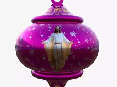 Festive Red Christmas Bauble  3D Model PBR  Low Poly Ready Low-poly 3D model