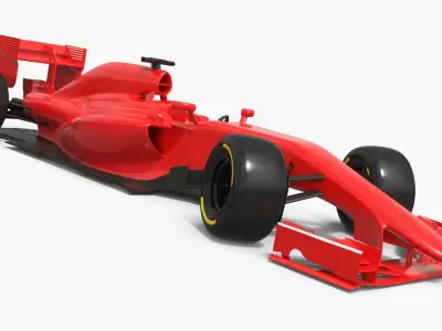  Formula One Racing Car with Rear Wing Red Rigged for Cinema 4D 