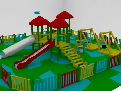 Simple Children Playground 01 Low-poly 3D model