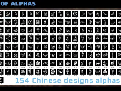 Pack of 340 Alphas Chinese Egypt Greek Old Norse Texture