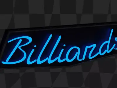 Neon Sign - Billiards Low-poly 3D model