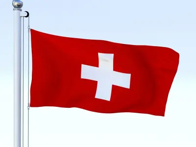 Animated Switzerland Flag Low-poly 3D model