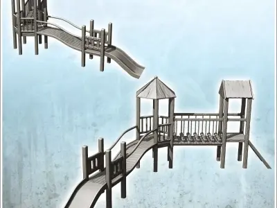 Modern childrens play structure with slide 8 3D print model