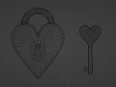 Padlock Heart - Cartoon Low-poly 3D model