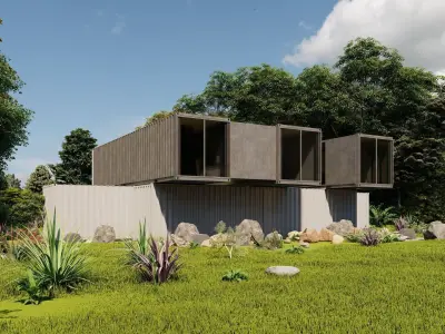 Temporary villa - villa condo - container building 3D model