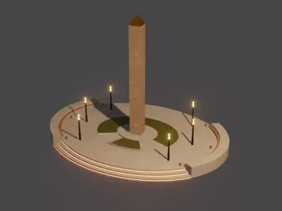 Monument obelisk with candles 3D model
