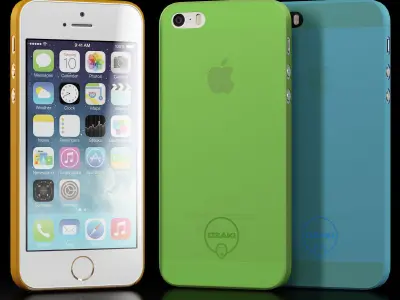 Apple iPhone 5S with Case Ozaki Jelly Low-poly 3D model