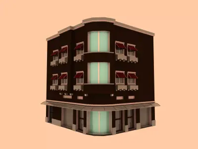 Building with windows and balconies Free low-poly 3D model