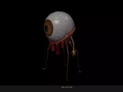 Low Poly Stylized Eyeball Monster - Horror Fantasy Creature PBR Low-poly 3D model