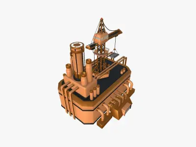 SciFi Factory A04 Orange - Sci Fi Exterior Design Low-poly 3D model
